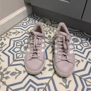 Adidas Purple and White Sneakers Minimalist Design